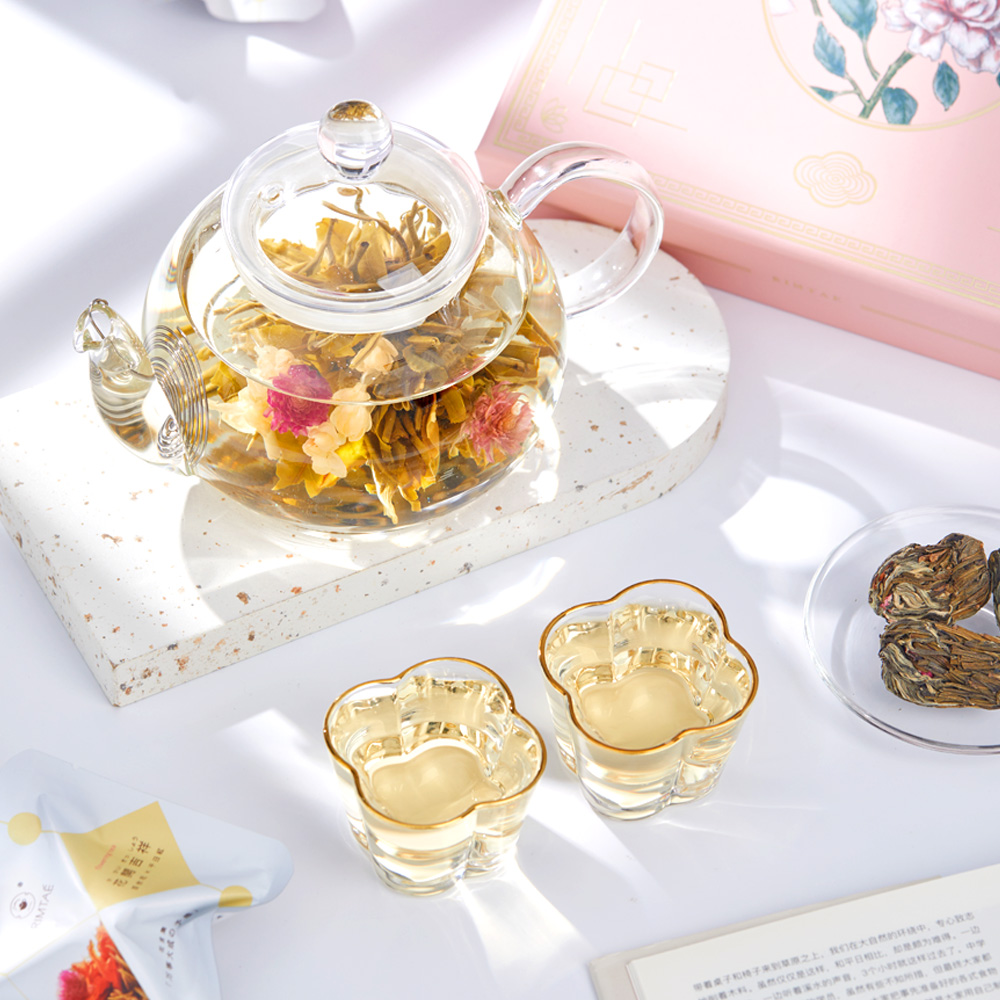 工芸茶 ギフト 10種の花茶とティーポット 優雅セット カーネーション
