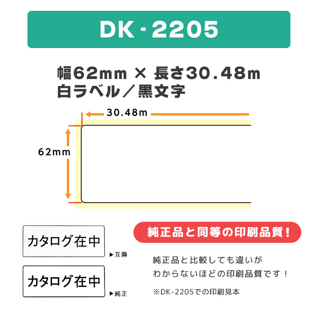 DK-2205 ブラザー用 専用ホルダー＆DKテープセット 長尺紙テープ(大)ラベル DK-2205 5セット DKテープ QL-550 QL-700 QL-800｜chips｜03
