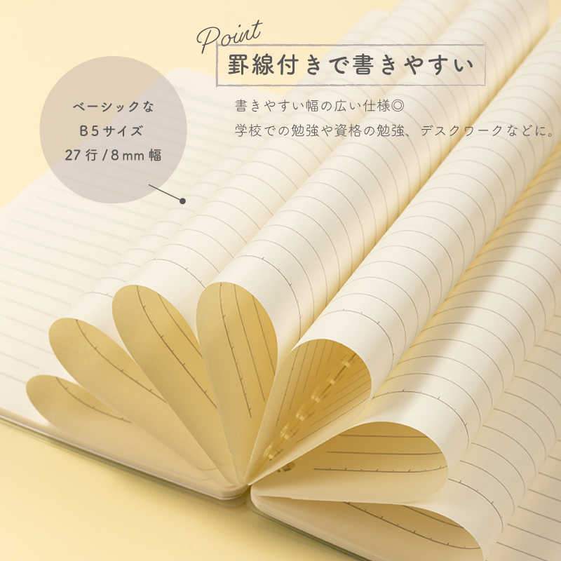 ルーズリーフスリムバインダー B5サイズ 50枚くすみカラーがかわいい パステルカラー おしゃれdeli | インクのチップス | 02