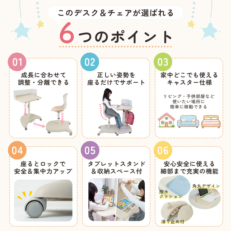 キッズデスク 学習机 キッズデスクセット チェ...の詳細画像3