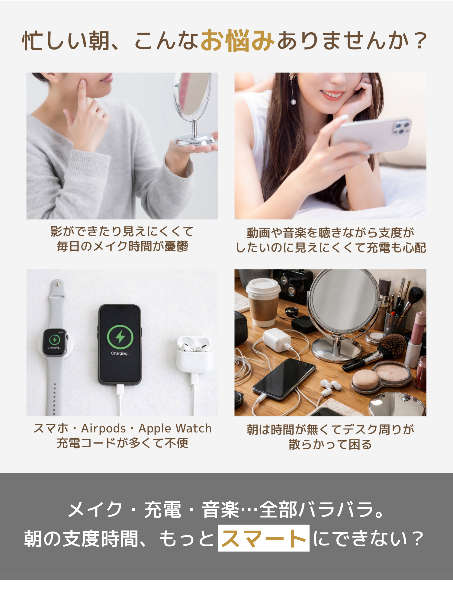 LEDミラー ワイヤレス充電 3in1 女優ミ...の詳細画像3
