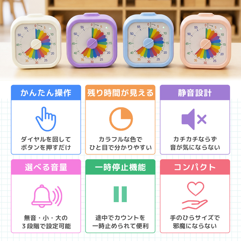 学習タイマー 勉強タイマー 子供 時間管理 こども知育時計 可視化タイマー 置き時計 勉強 ゲーム タスク管理 |  | 07