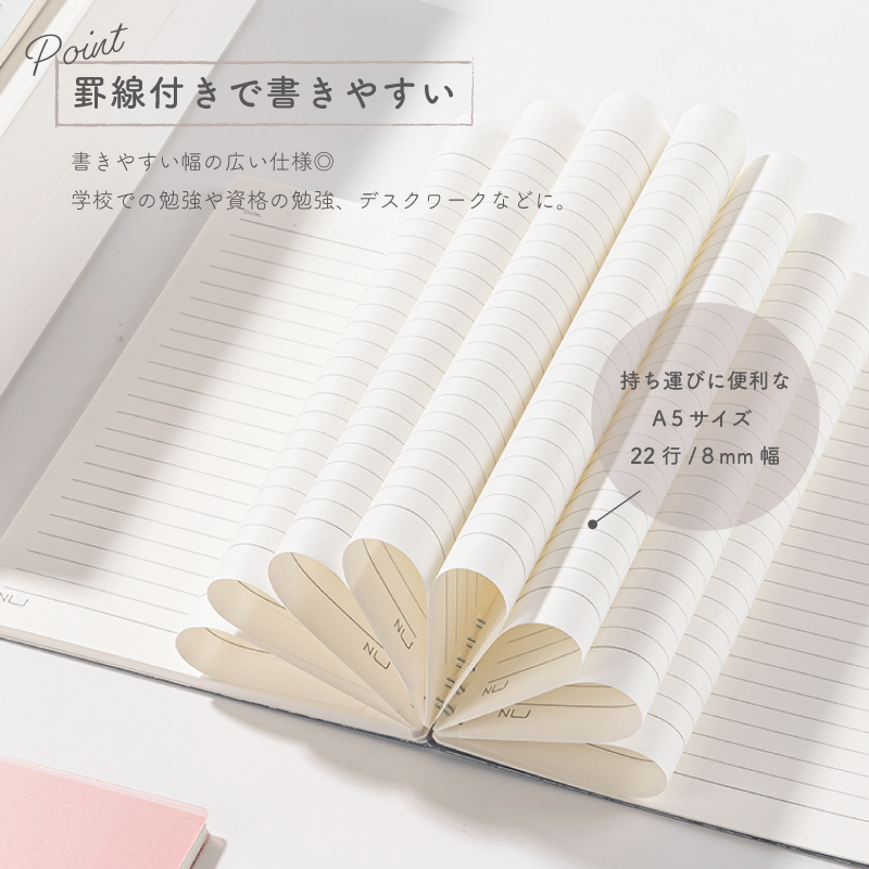 リングノート A5 60枚 4色 おしゃれ グリーン パープル イエロー ピンク シンプルなデザイン Nusign deli | インクのチップス | 06