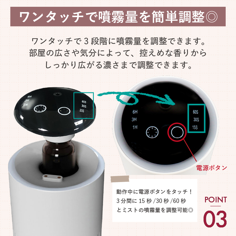 アロマディフューザー 水なし 車 コードレス ネブライザー式 USB