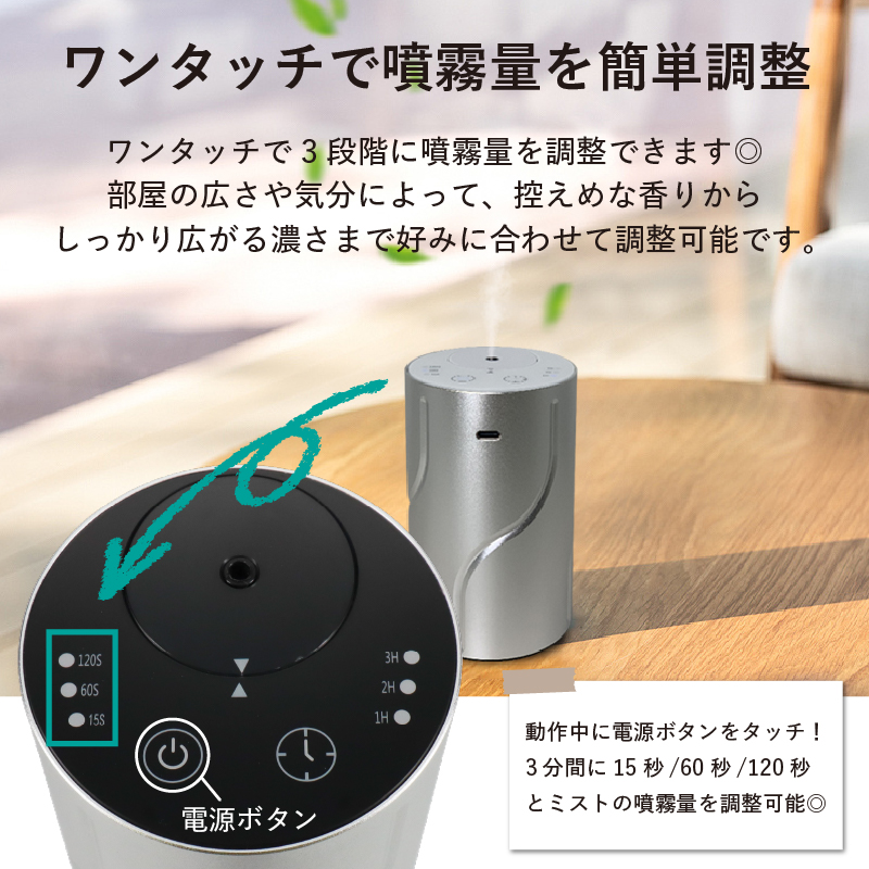 アロマディフューザー 水なし 車 コードレス ネブライザー式 USB