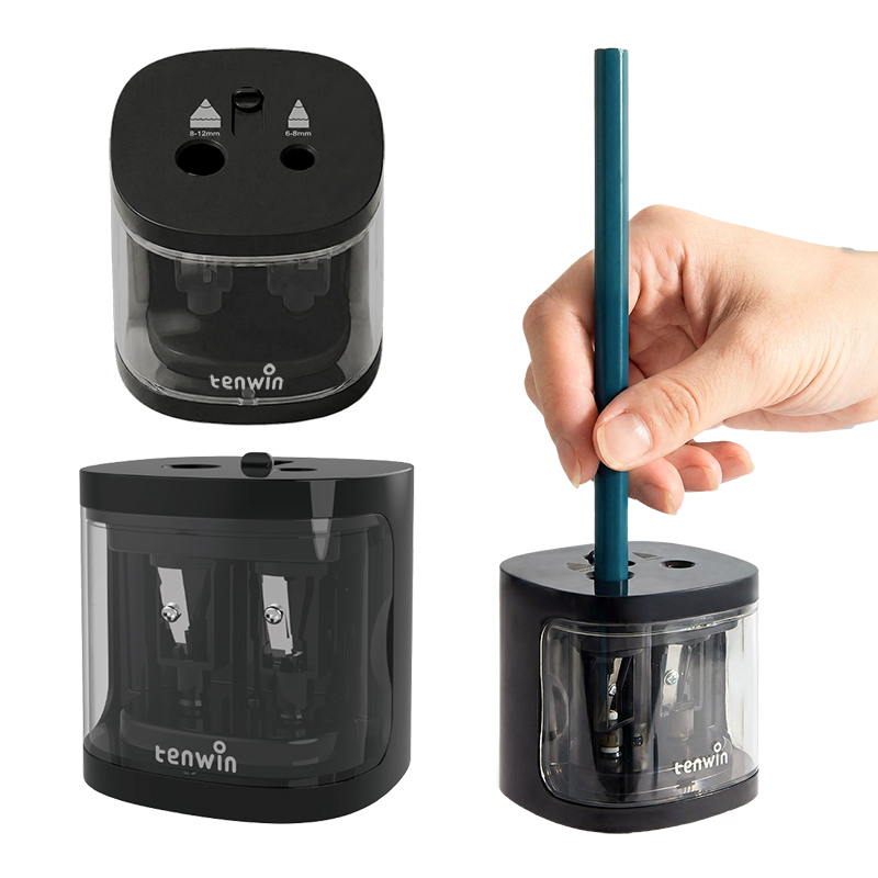 鉛筆削り 電動 鉛筆削り こども 鉛筆削り 全自動 色鉛筆 乾電池式 コードレス ノーマル ワイド 2穴設計 えんぴつ削り 鉛筆けずり おしゃれ | インクのチップス | 01