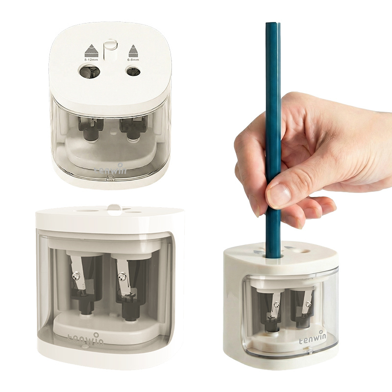 鉛筆削り 電動 鉛筆削り こども 鉛筆削り 全自動 色鉛筆 乾電池式 コードレス ノーマル ワイド 2穴設計 えんぴつ削り 鉛筆けずり おしゃれ | インクのチップス | 02