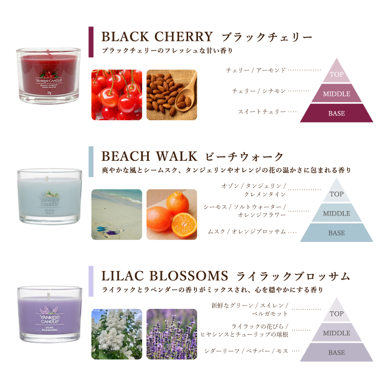 ヤンキーキャンドル  YANKEE CANDLE 選べる3個セット アロマキャンドル ギフト クリーンコットン ミッドサマーズナイト ピンクサンド 他 全9種類｜chips｜08