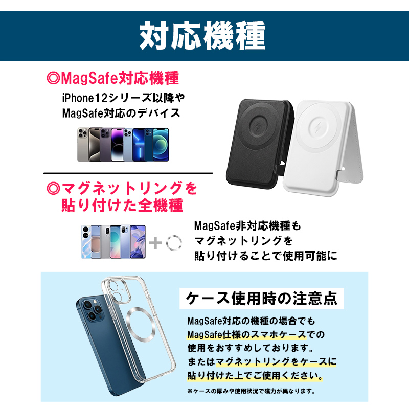 magsafe カードケース 充電 magsafe充電器 マグセーフ iPhone 充電器 ワイヤレス充電器 カードケース型 マグネット式 スタンド 15ｗ ZZ-CD01 | インクのチップス | 14
