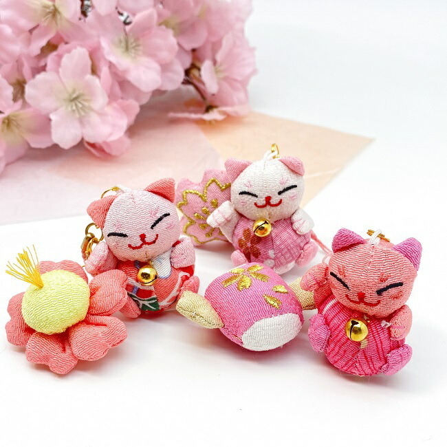 ストラップ かわいい 猫 縁起 桜の招き猫 ストラップ 桜 ピンク ねこ