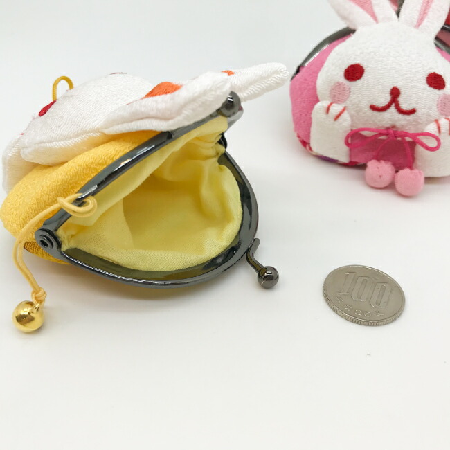 がま口財布 小銭入れ コインケース かわいい うさぎ がまぐち ボンボン