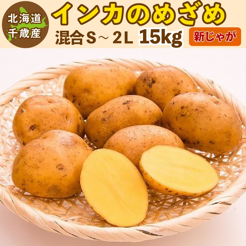 【相ちゃん】北海道産じゃがいも（インカのめざめ）　大小混み20kg インカのめざめ 新じゃが 15kg（混合S〜2L）北海道 千歳産 ご予約販売