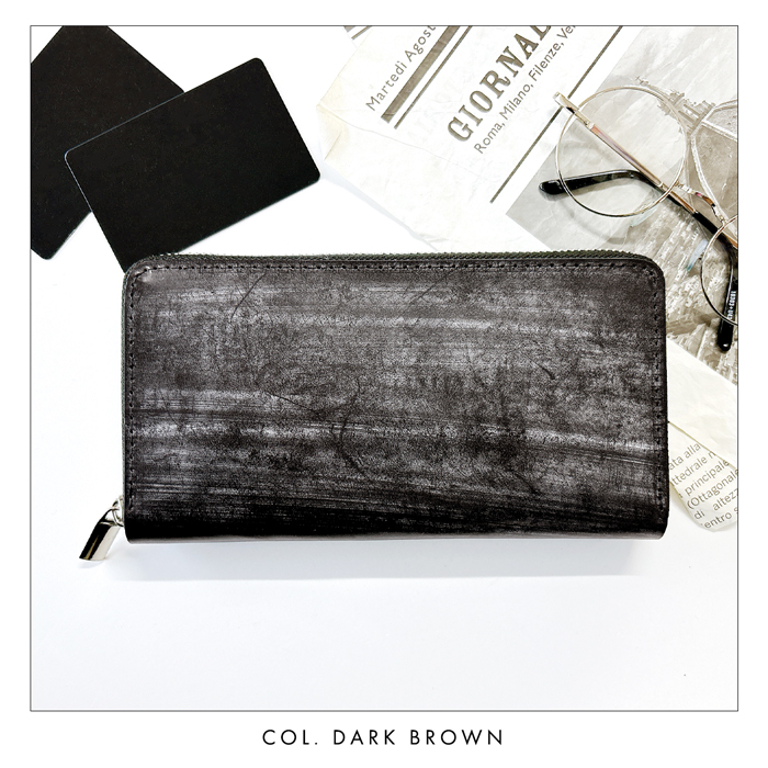 蛇腹 カードポケット付き 長財布 本革 財布 ブライドルレザー ラウンド