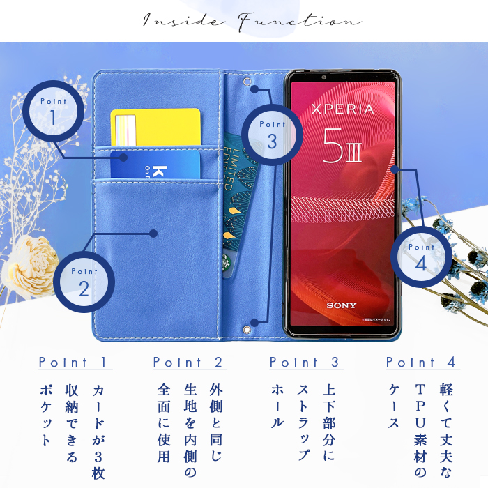 Redmi Note 9T 5G A001XM ケース カバー 手帳型 Note9Tカバー 手帳型ケース Note9T A001XMケース Note9Tケース A001XMカバー パンジー 刺繍 スマホケース｜chleste｜08