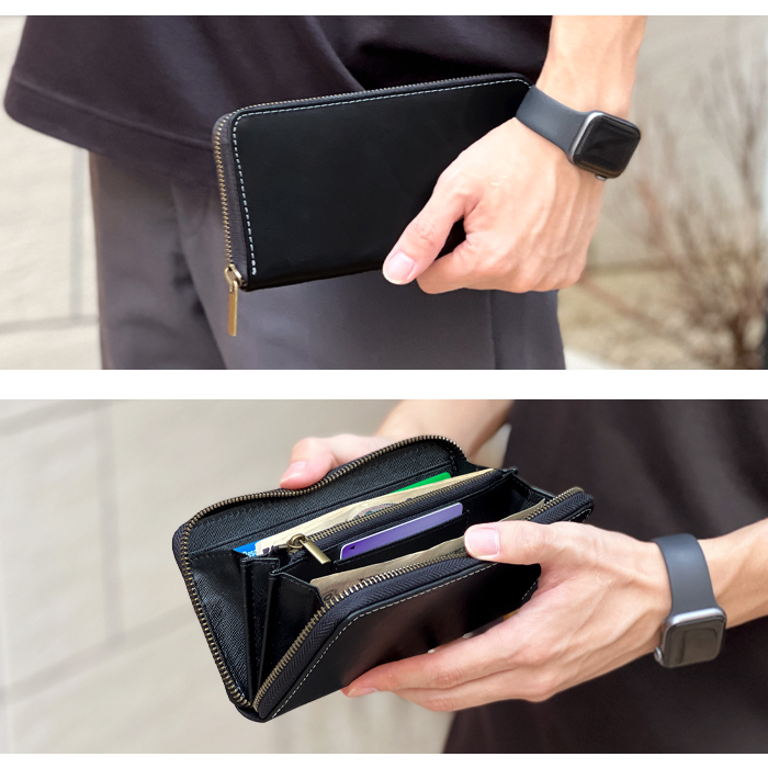 長財布 本革 財布 馬革 ラウンド ファスナー サイフ ウォレット 馬ヌメ