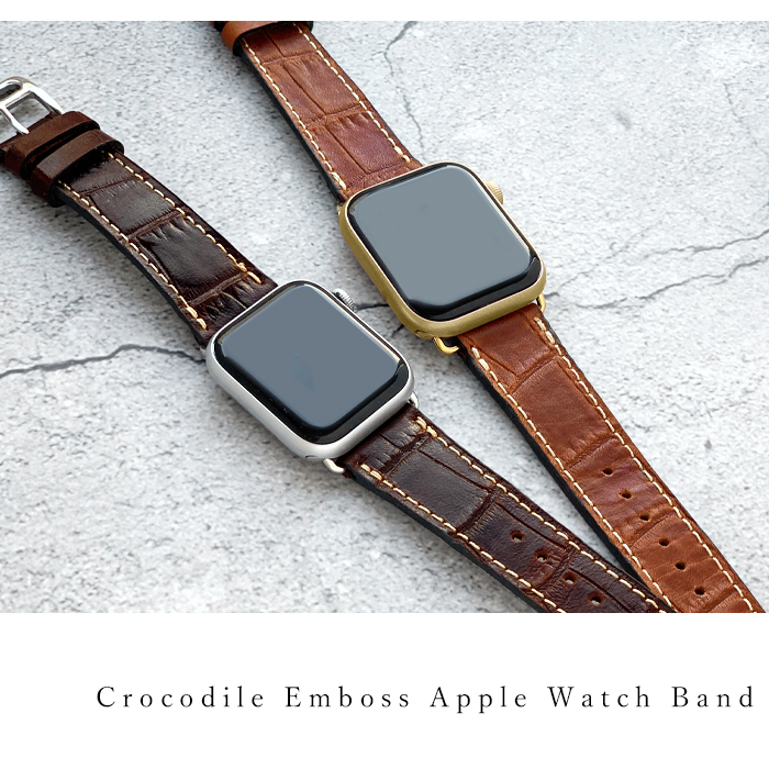 アップルウォッチ バンド 本革 クロコダイル 型押し レザー 付け替え 交換 ベルト Apple Watch series 7 SE 6 5 4 3 2 1 applewatch｜chleste｜02