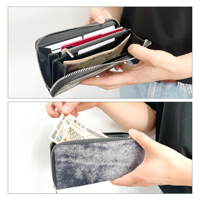 イタリア産 本革 マルゴーフォグ 長財布 メンズ 財布 ラウンド