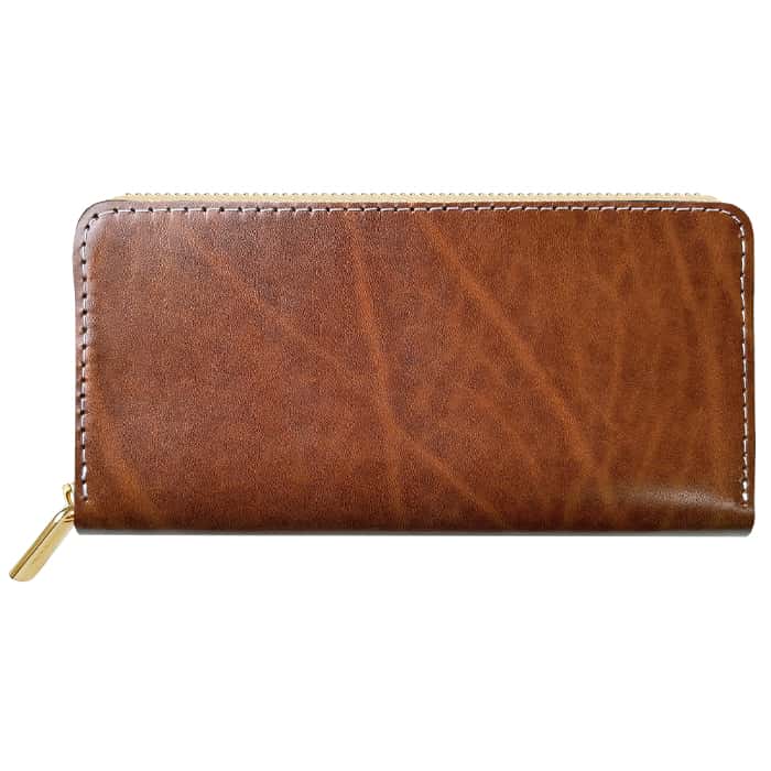 Leather Works 長財布 ブラウン 長財布 ベルギー製 本革 艶やかなルガトショルダー メンズ レディース