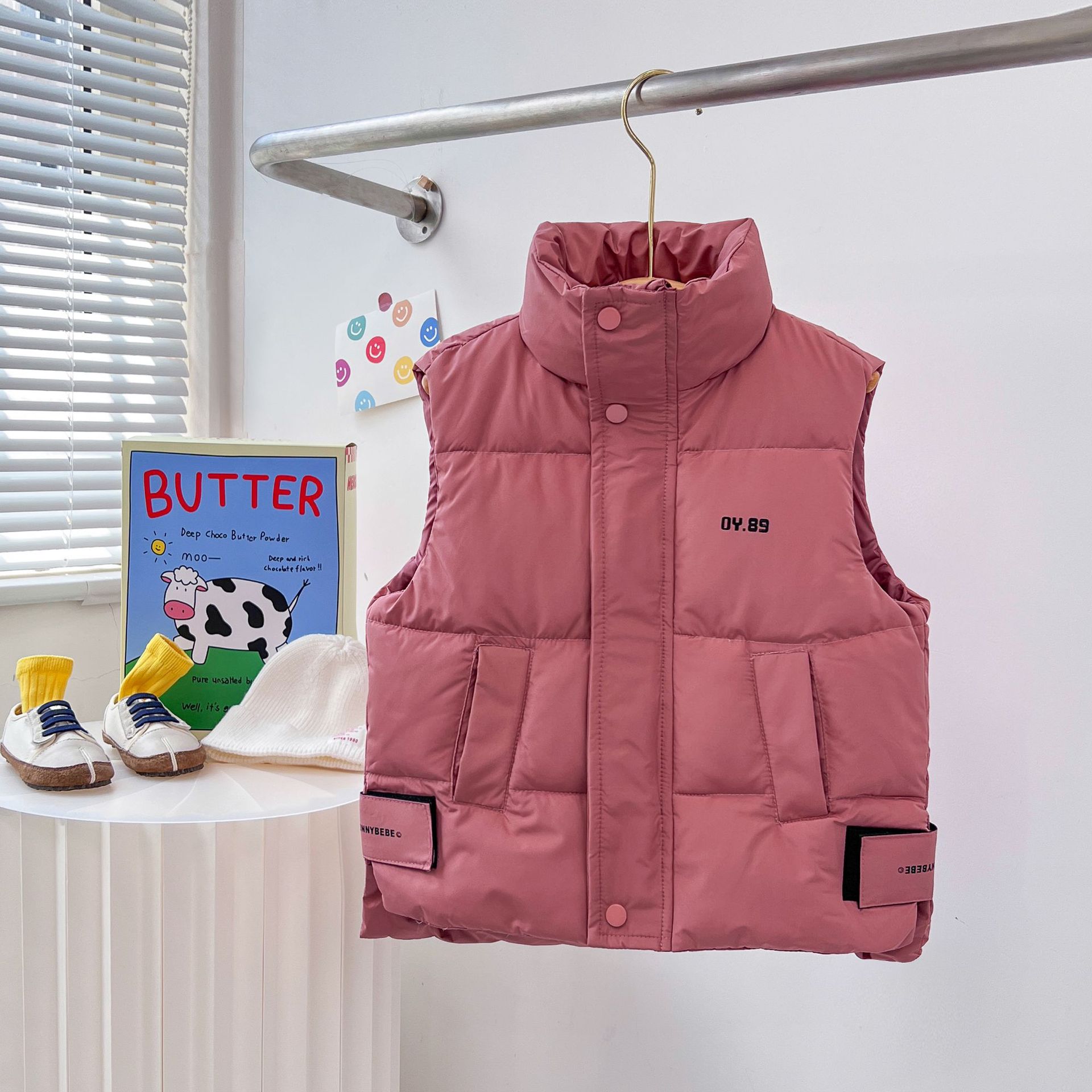 キッズ ダウンベスト 立ち襟 コート ダウン風 男の子 女の子 アウター 子供服 ベスト 子ども服 中綿 オーバー ジャケットカジュアル おしゃれ  防寒 暖かい :NY16:chocooto 通販 