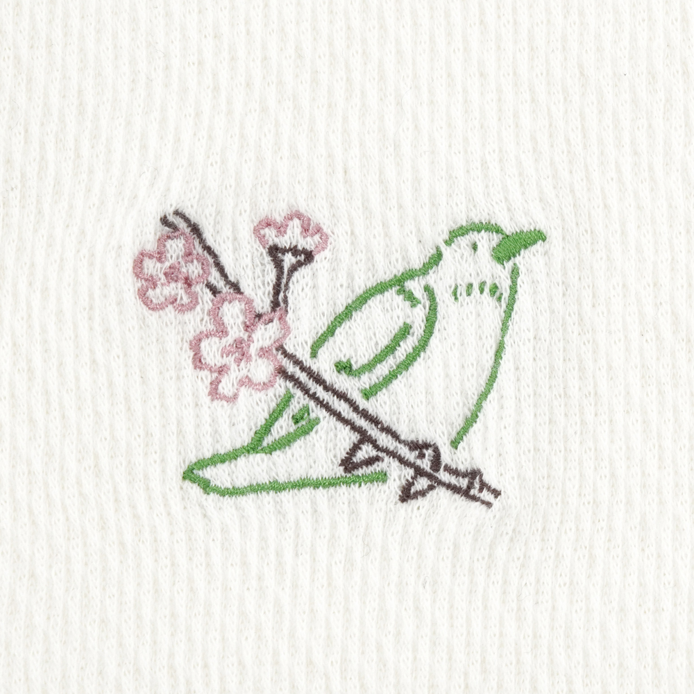 春限定 ならまき めっちゃ薄い腹巻き 鶯と桜 綿+絹 日本製 白 ピンク 薄くて蒸れない かわいい刺繍 手土産 温活 妊活 冷え症 冷房対策 期間限定 ギフト |  | 01