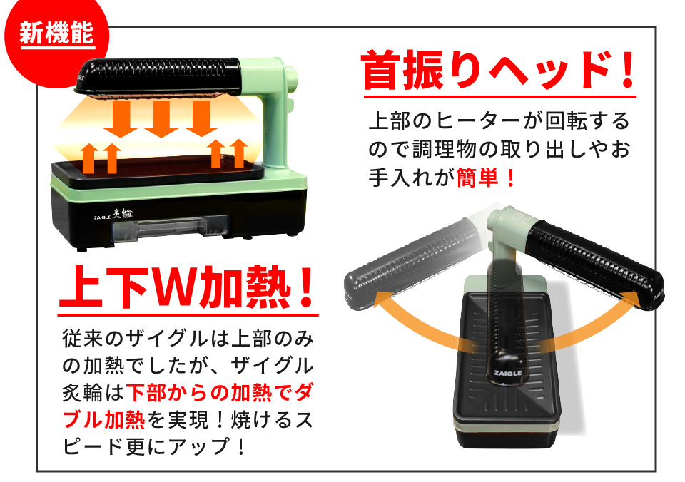 ザイグル炙輪（あぶりん）ワイドプレートセット付き 3年保証 煙が出