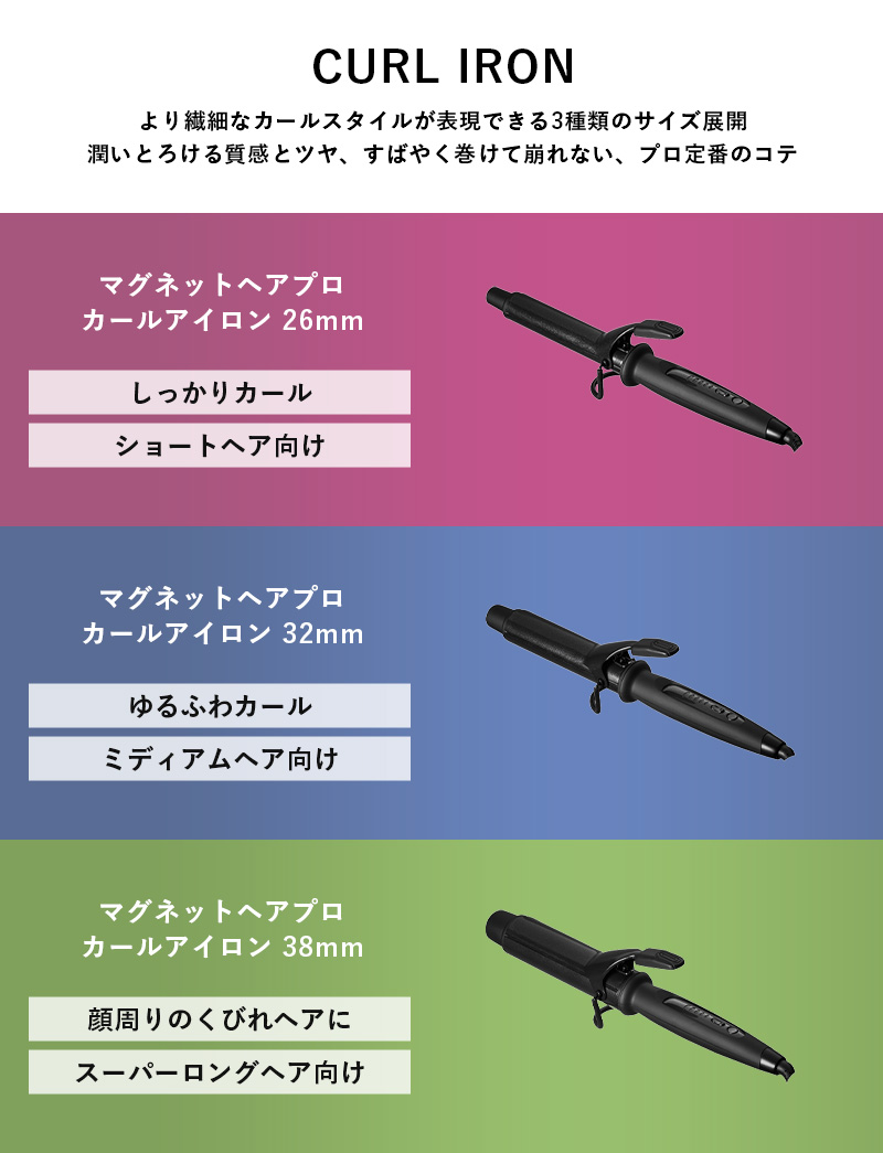 2464円オフ マグネットヘアプロ カールアイロン 32mm 26mm 38mm ホリ