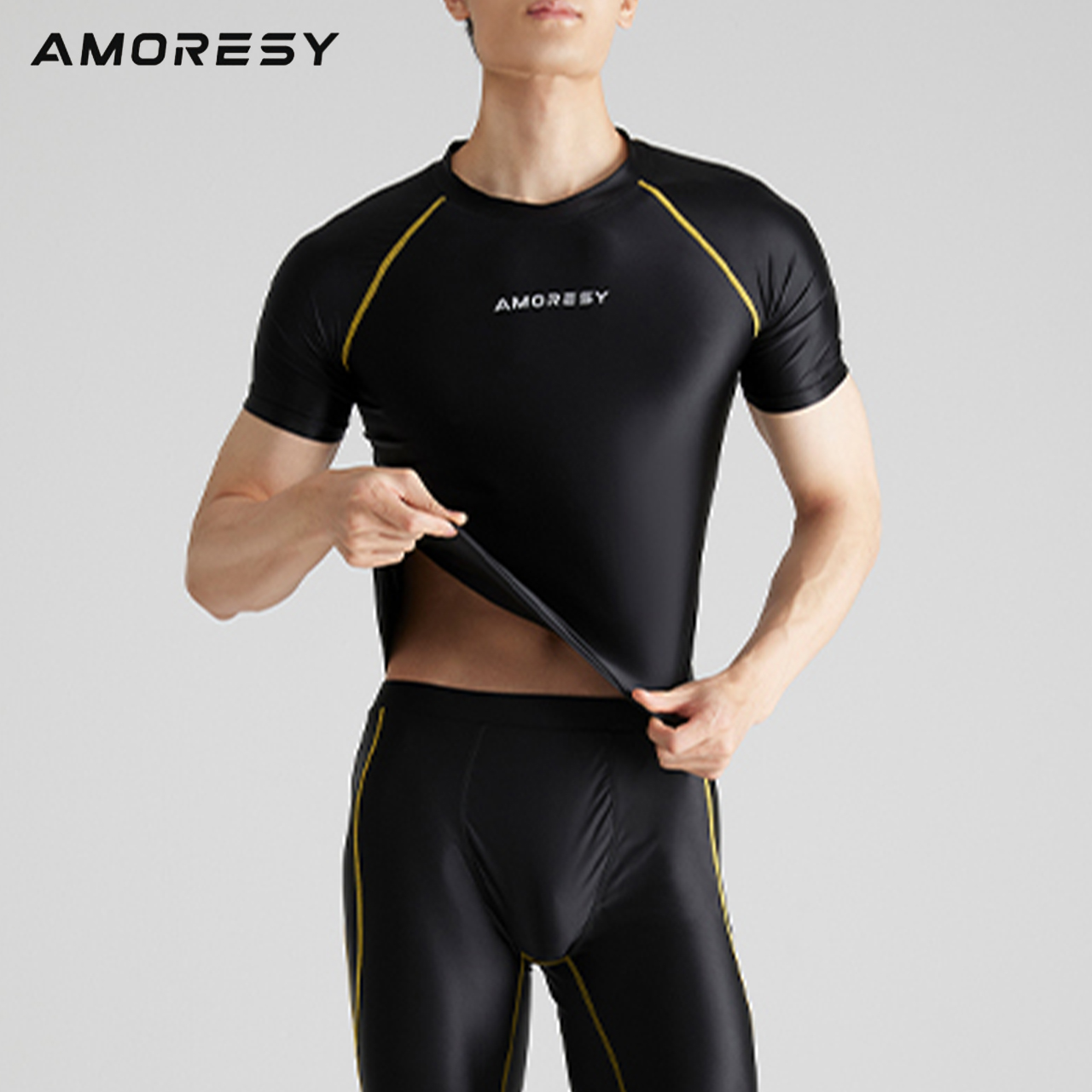 AMORESY メンズ スポーツインナー Tシャツ 半袖 スポーツウェア