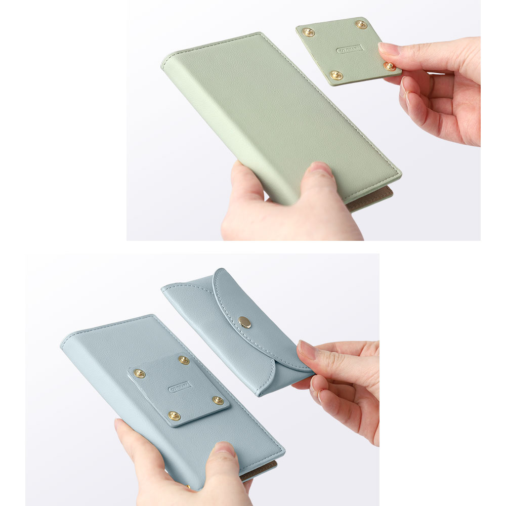 スマホケース 手帳型 レザー調 ベルトなし マグネットなし 鏡 ミラー プレーン 