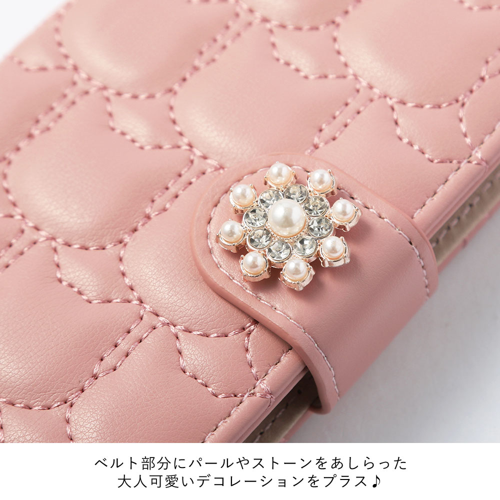 スマホケース 手帳型 キルティング 猫 ねこ キャット マグネットベルト プレーン 