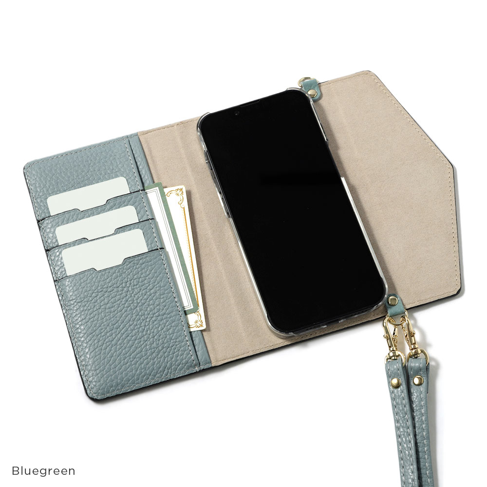 スマホケース 手帳型 イタリアンレザー 本革 日本製 ベルトなし 本革手帳 本革
