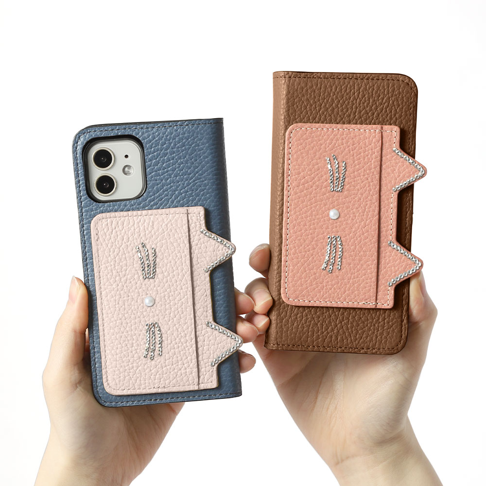 スマホケース 手帳型 イタリアンレザー 本革 日本製 ベルトなし マグネットなし 外ポケット 本革手帳 本革