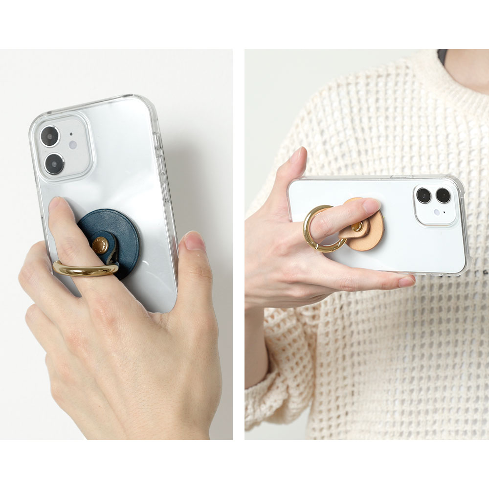栃木レザー 本革スマホリング ケース