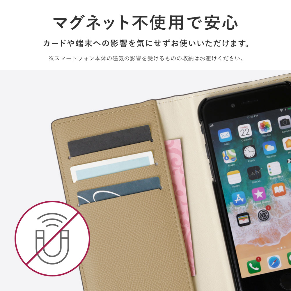 スマホケース 手帳型 サフィアーノレザー調 バイカラー ベルトなし マグネットなし スタンド プレーン 