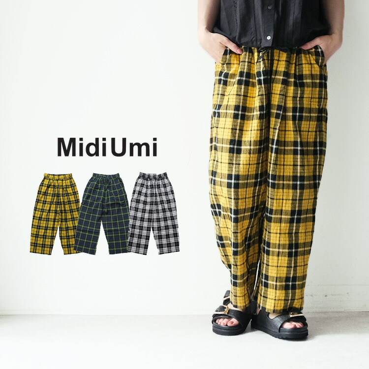 パン・タデウシュ　アダム・ミツキエヴィチ MidiUmi ミディウミ ワイドイージーパンツチェック Check wide