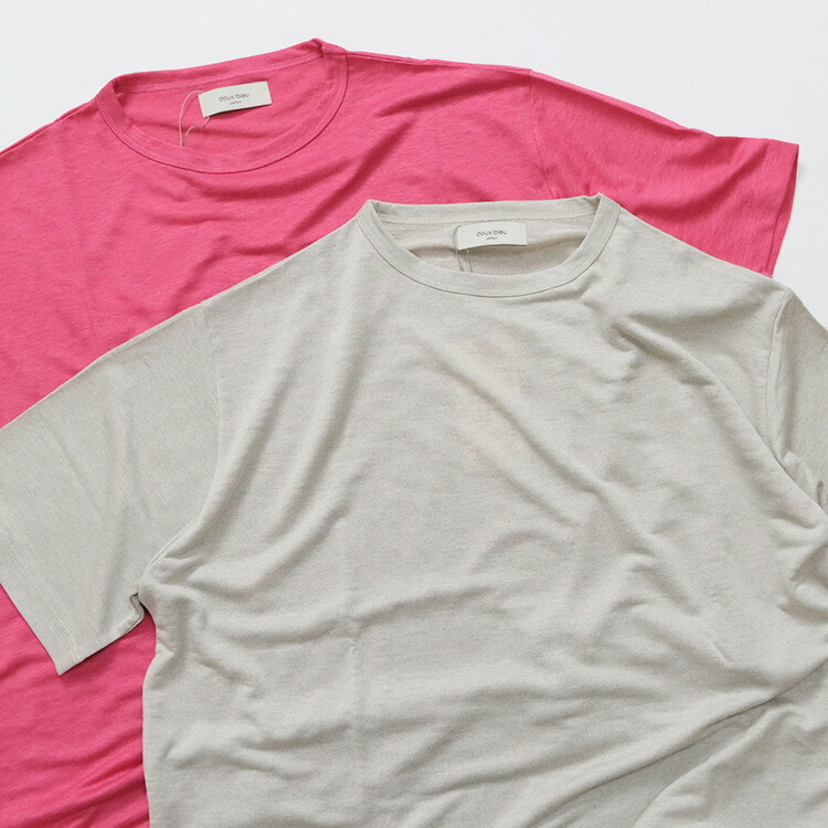 (30%OFF) doux bleu ドゥーブルー クルーネック リネン ワイドTシャツ 2421-072  (2024SS 春夏) 30%OFF) doux bleu ドゥーブルー クルーネック リネン ワイドT