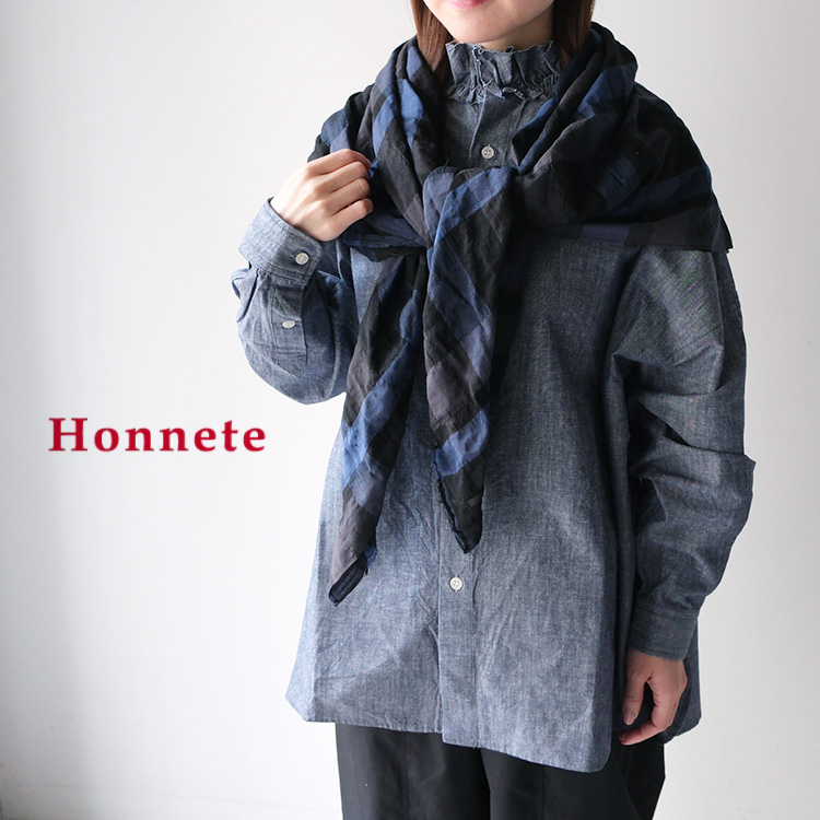 Honnete（オネット） (2026SS 春夏) Wide Stole_Shirring Check ワイド