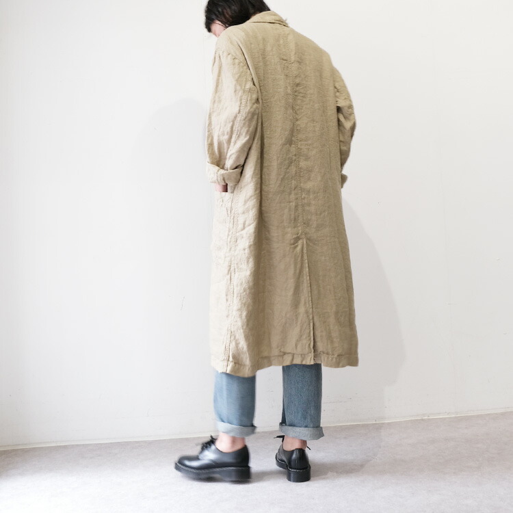 ARMEN アーメン　ヘリンボーンリネンワークコート ARMEN 〜 LINEN HERRINGBONE OVER-SIZED WORK COAT WITH
