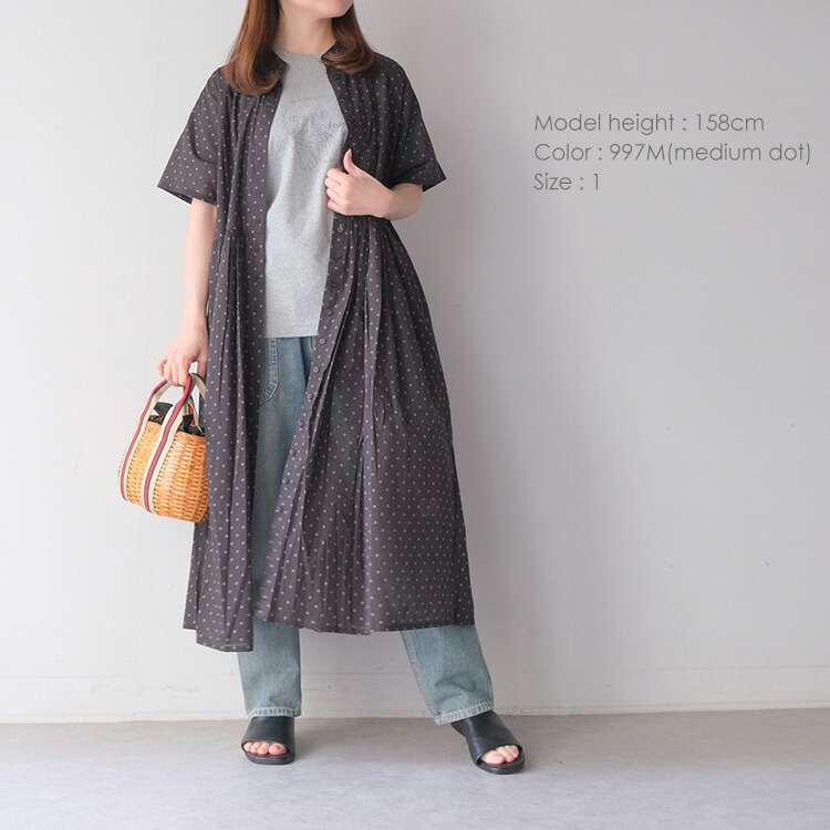 SOIL COTTON WOOL TWILL WEAVE PLAIN V-NECK PLEATS NO/SL DRESS