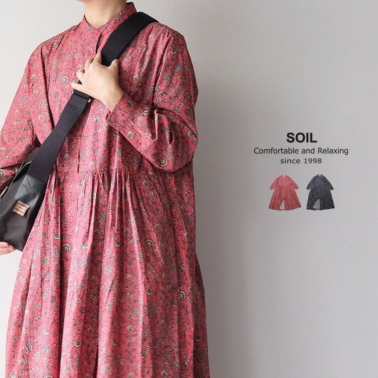 SOIL ソイル 40'S POPLIN FLOWER PRINT BAND COLLAR DRESS NSL22542 40