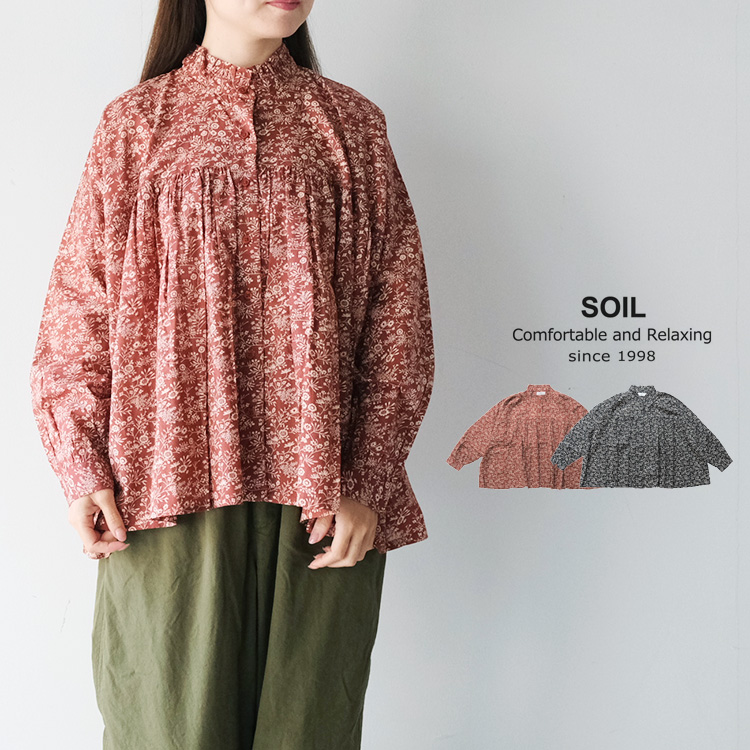 SOIL（ソイル） SOIL NSL25571 COTTON SLUB FLOWER PRINT FRILL COLLAR
