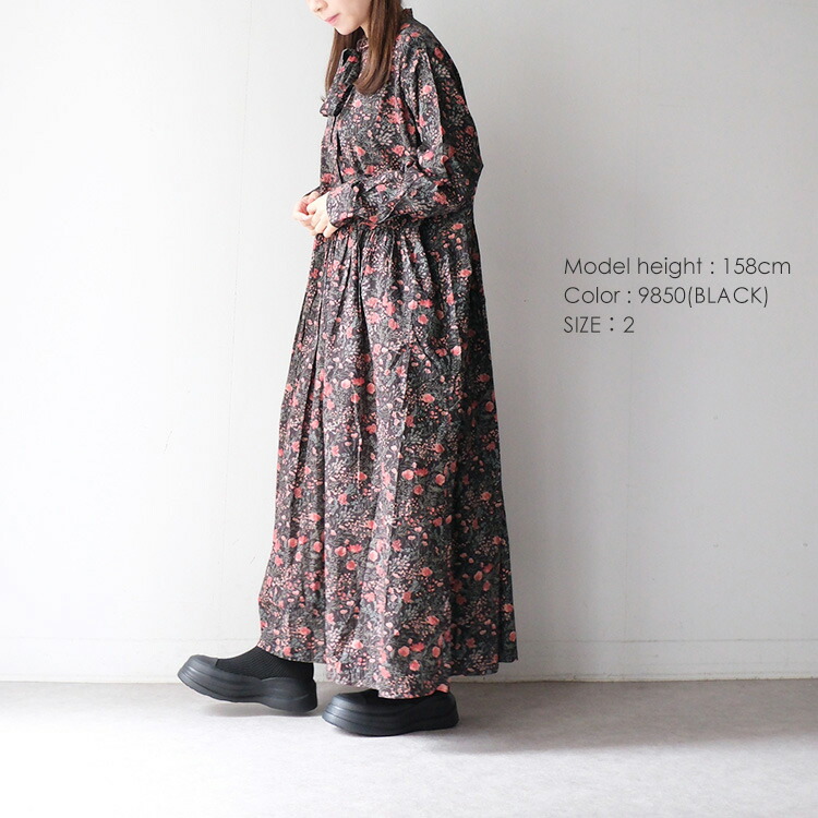 SOIL（ソイル） SOIL 60s CAMBRIC FLOWER PRINT TAI GATHER FLY FRONT