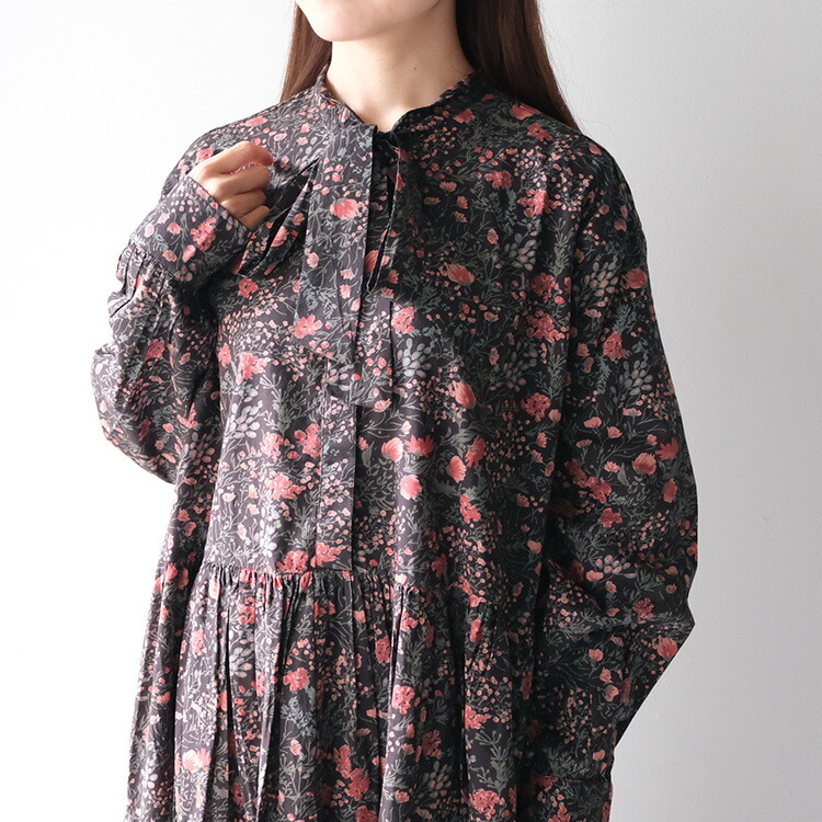 SOIL（ソイル） SOIL 60s CAMBRIC FLOWER PRINT TAI GATHER FLY FRONT