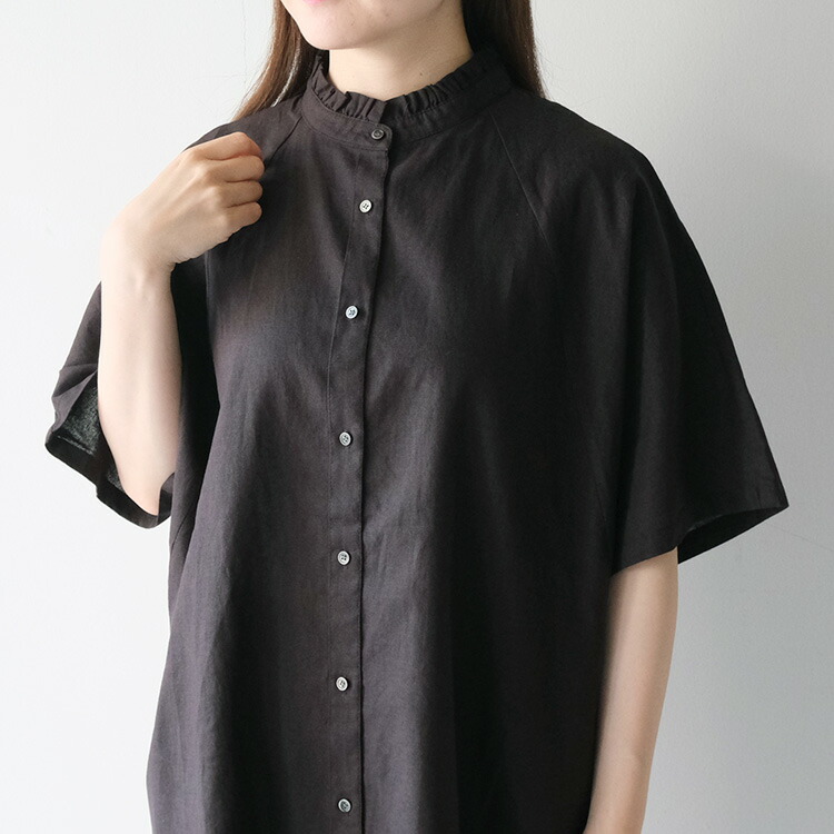 (20%OFF SALE) パンドル PEINDRE コットンリネン フリルカラードルマンブラウス RE-2032 (2025SS 春夏) 爆買 20%OFF SALE) パンドル PEINDRE コットンリネン フリルカラー