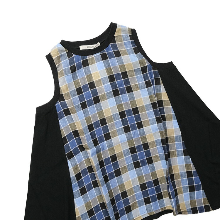 (20%OFF SALE) パンドル PEINDRE ヨーロッパリネン チェック切り替えノースリーブ RE-2047 (2025SS 春夏) 20%OFF SALE) パンドル PEINDRE ヨーロッパリネン チェック