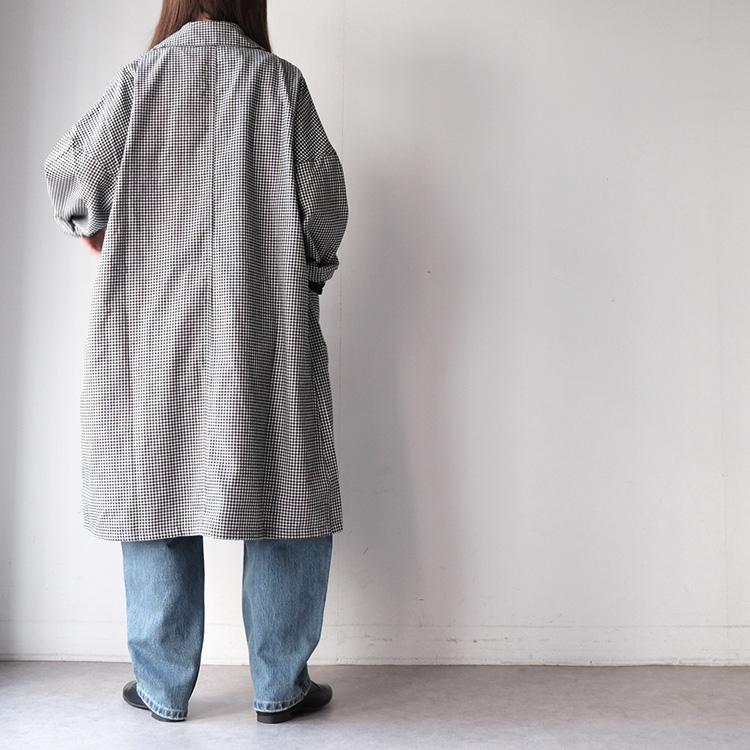 Yarmo ヤーモ ダスターコート キルティングチェック L ブラックグレー Yarmo（ヤーモ） YARMO DUSTER COAT TARTAN YM-2_TARTAN ダスター