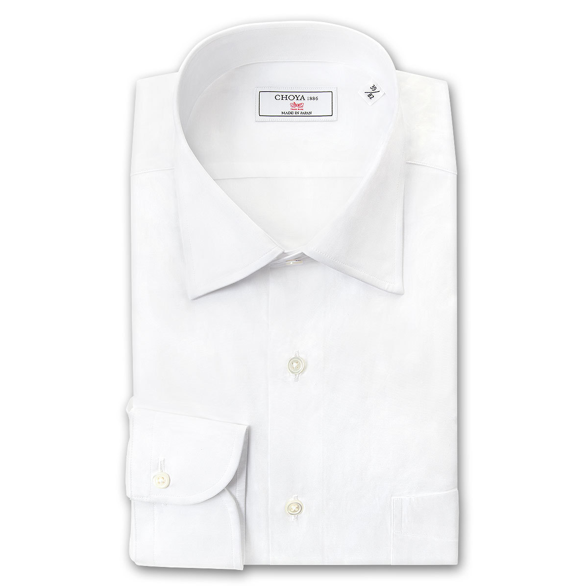 ワイシャツ Yシャツ メンズ 長袖 | CHOYA 1886 | 日本製 綿100％ ホワイト 白ブロード ワイドカラー ドレスシャツ おしゃれ 就活 冠婚葬祭｜choyashirts｜02