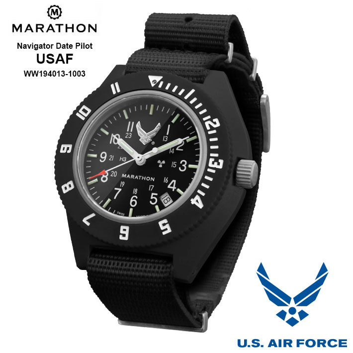 時計 腕時計 ミリタリーウォッチ アメリカ軍 MARATHON Navigator Date USAF U.S. Air Force Pilot  マラソン ナビゲーター アメリカ空軍 WW194013BK-1003