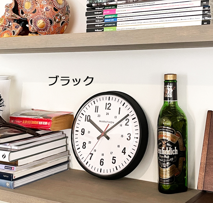静音 ドーム クロック 掛け時計 スイープ秒針 MARATHON マラソン