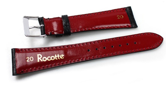 ROCOTTE オーストリッチ　時計ベルト　19-16mm 新品未使用 Rocotte オーストリッチ 時計ベルト 腕時計 ダチョウ革 ブラック