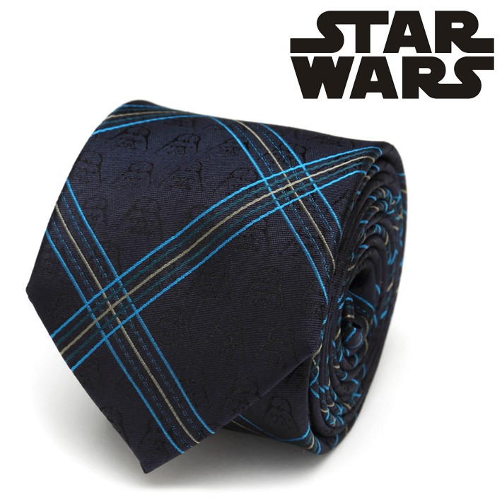 ネクタイ Vader Icon Modern Plaid Men's Tie スターウォーズ ダースベイダー ライン 格子柄  SW-VADR-PLD-TR ブラック ブルー